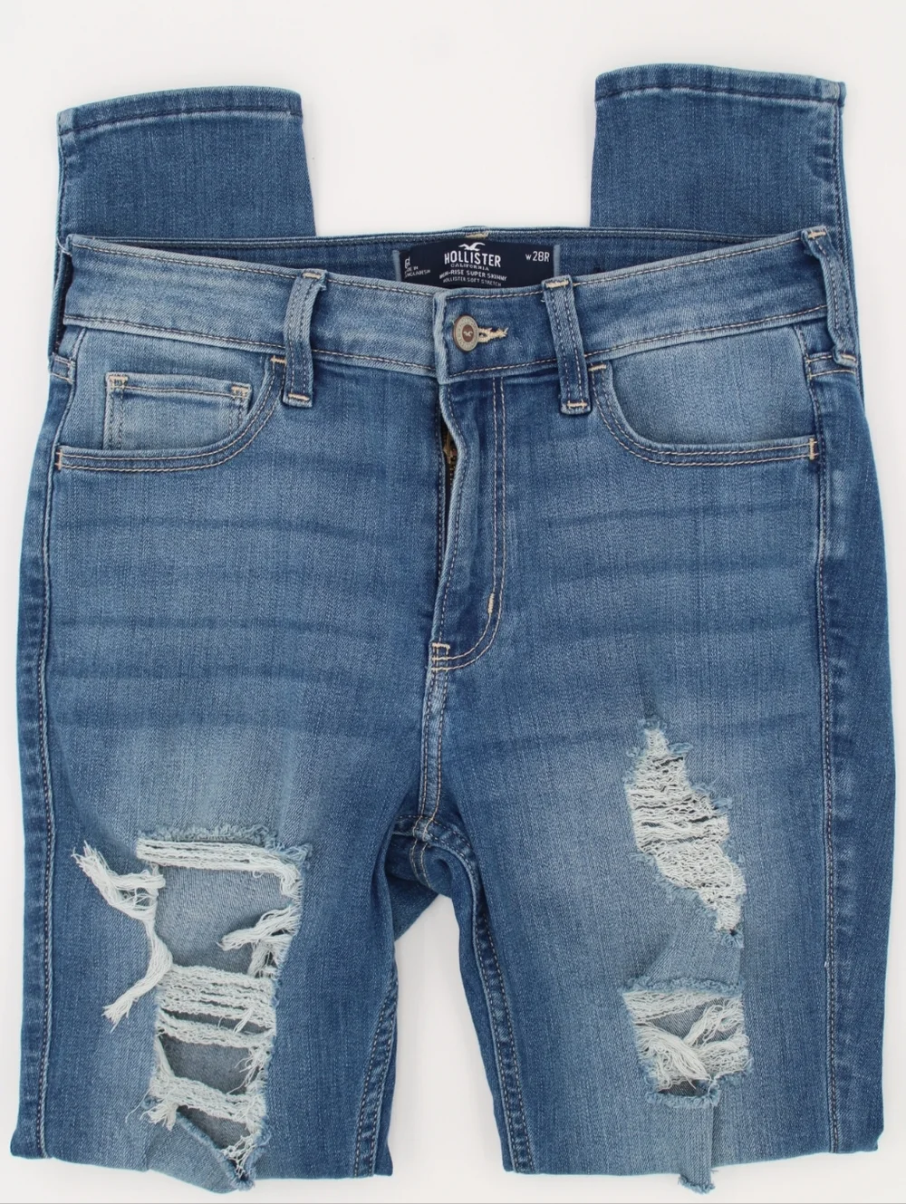 Hollister Medium Wash Distressed Skinny Jeans Size 6 (28R) - Picture 1 of 8